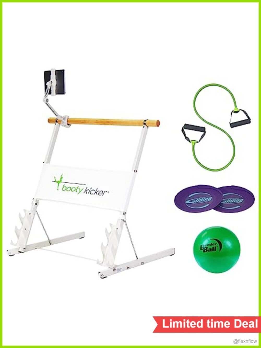 Portable Ballet Barre Bundle with Tablet Holder Bender Ball Discs & Band